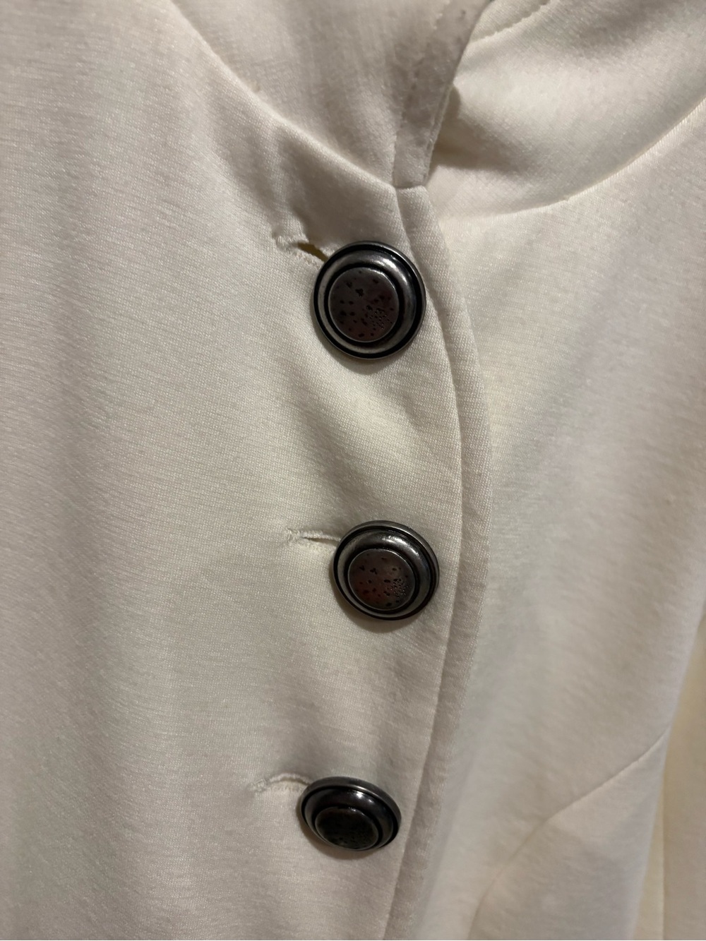 Women's Cream Ruffle-Trim Button Jacket - Picture 2 of 8